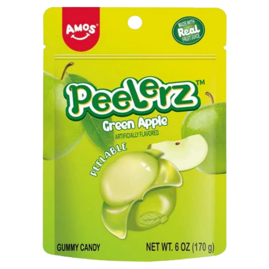 Amos Peelerz Gummy Green Apple Peg Bag 6oz (170g)