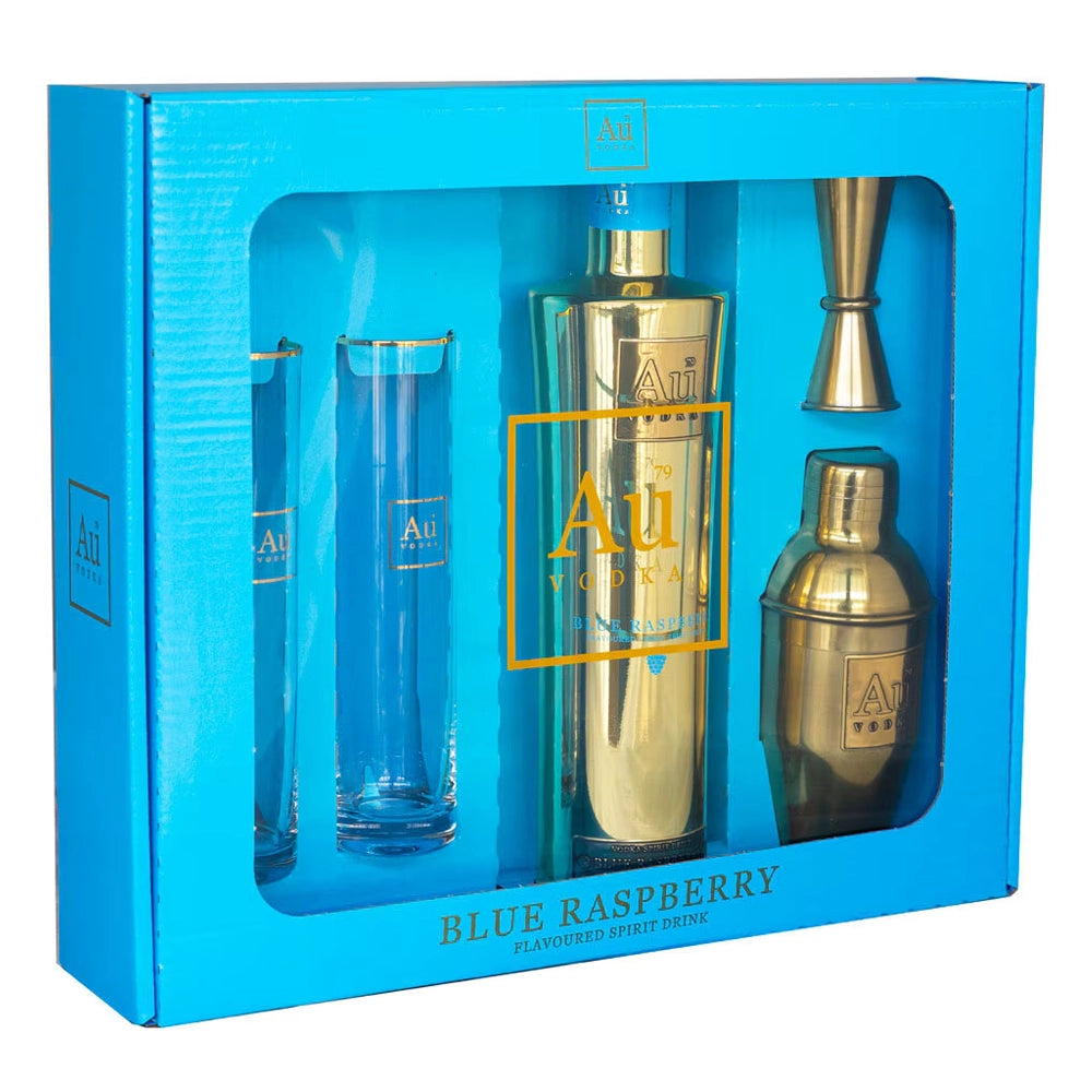 Au Vodka Blue Raspberry Gift Pack 70cl