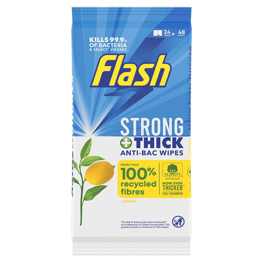 Flash Strong Thick Anti-Bacterial Wipes Lemon