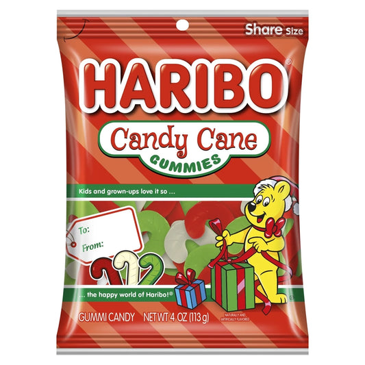 Haribo Christmas Candy Cane 4oz Peg Bag