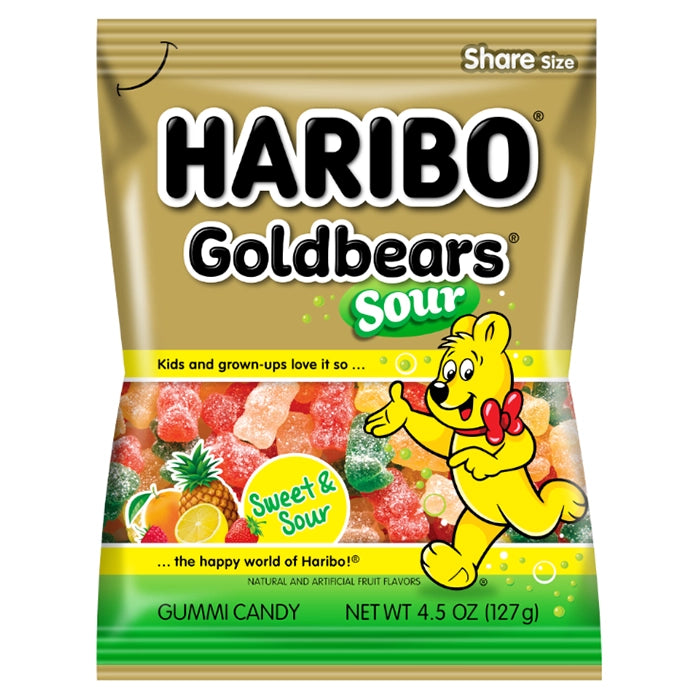 Haribo Sour Gold Bears Peg Bags 4.5oz (127g)