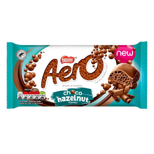 Nestle Aero Choco Hazelnut Milk Chocolate Bar 90g