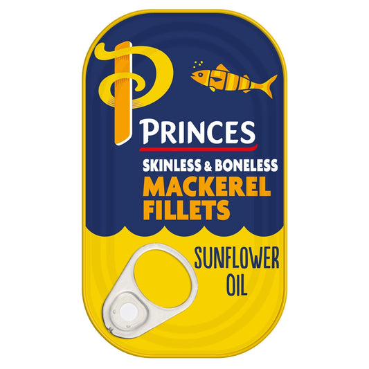 Princes Skinless & Boneless Mackerel Fillets Rich in Sunflower Oil 125g
