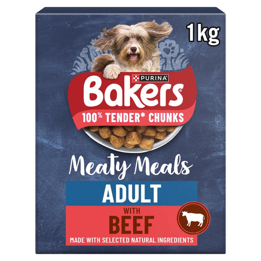 Purina Bakers Meaty Meals Adult Tender Chunks with Tasty Beef 1kg