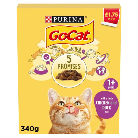 Purina Go-Cat With A Tasty Chicken & Duck Mix 340g 1+ Years