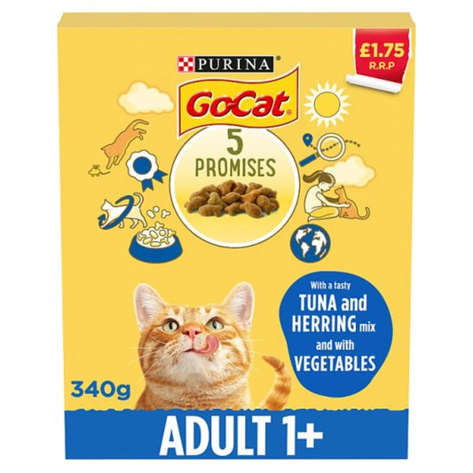 Purina Go-Cat With A Tasty Herring And Tuna Mix with Vegetables 340g 1+ Years