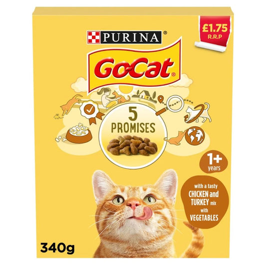 Purina Go-Cat With A Tasty Chicken & Turkey Mix with Vegetables 340g 1+ Years