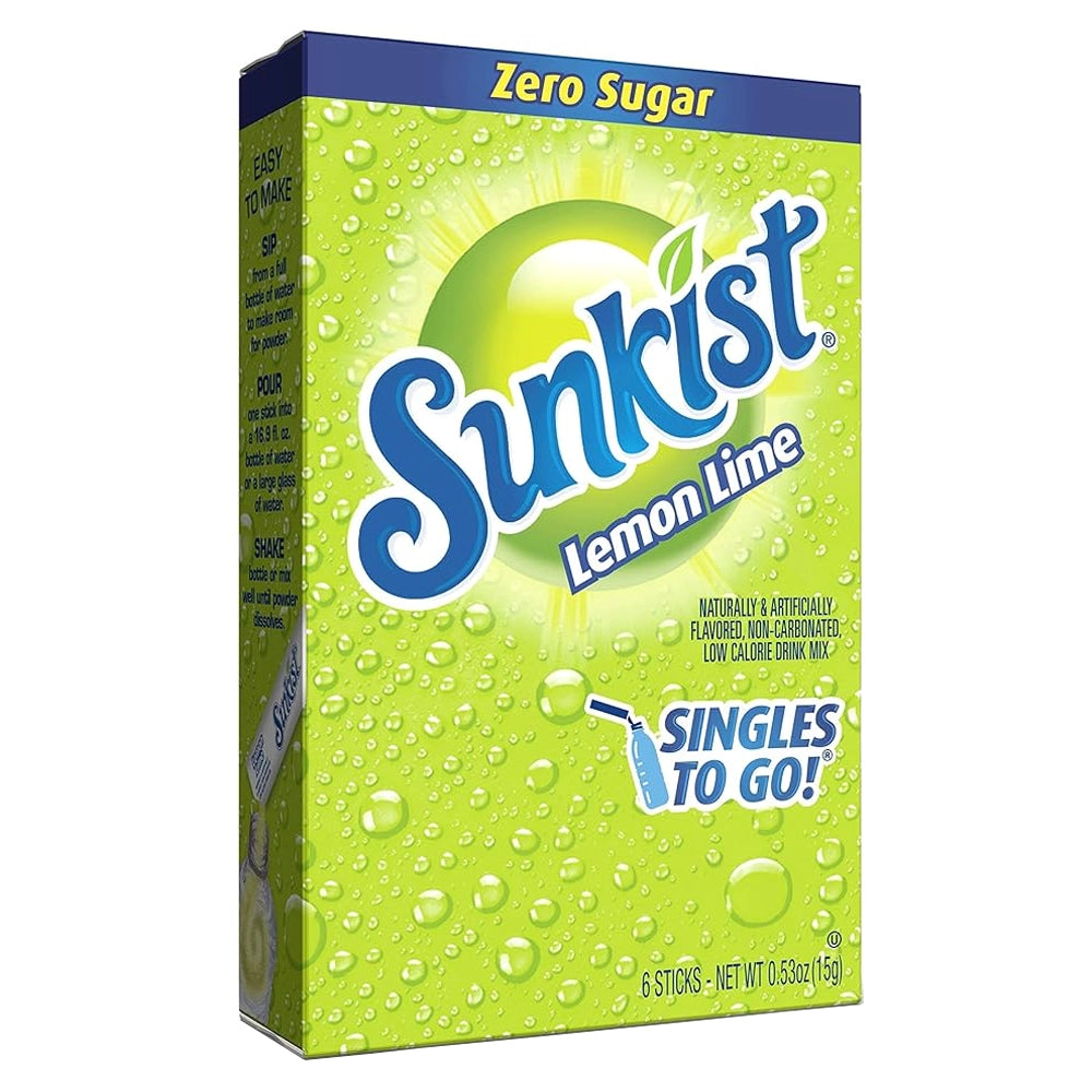 Sunkist Lemon & Lime Soda Zero Sugar Singles To Go 15g