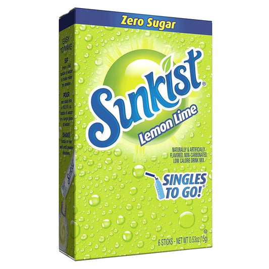 Sunkist Lemon & Lime Soda Zero Sugar Singles To Go 15g