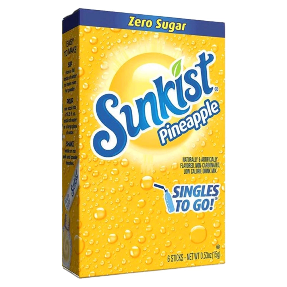 Sunkist Pineapple Zero Sugar Singles To Go 15g