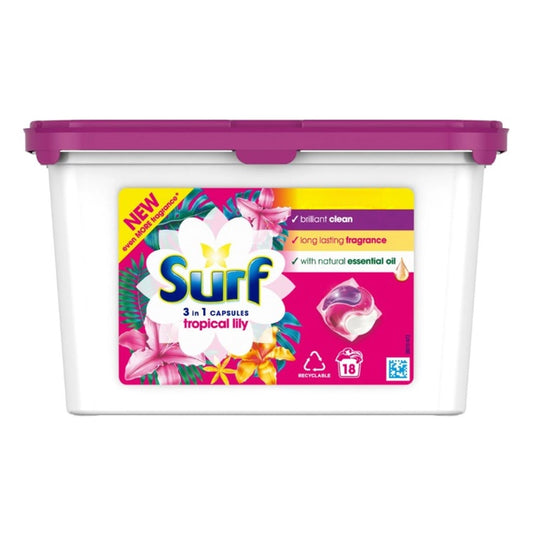 Surf 3 in 1 Capsules Tropical Lily 18 Washes