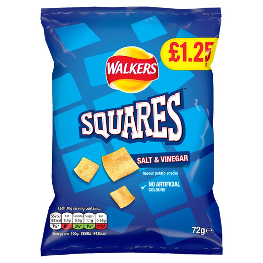 Walkers Squares Salt & Vinegar 72